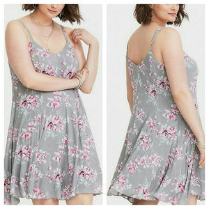 Torrid Swing Dress Grey Floral Size 1X